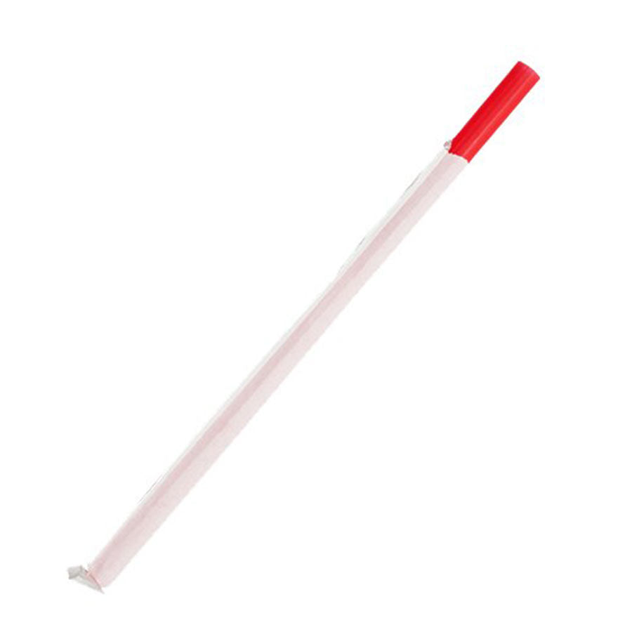 Boba Straws, 8" Paper Wrapped 10mm Red 1200ct